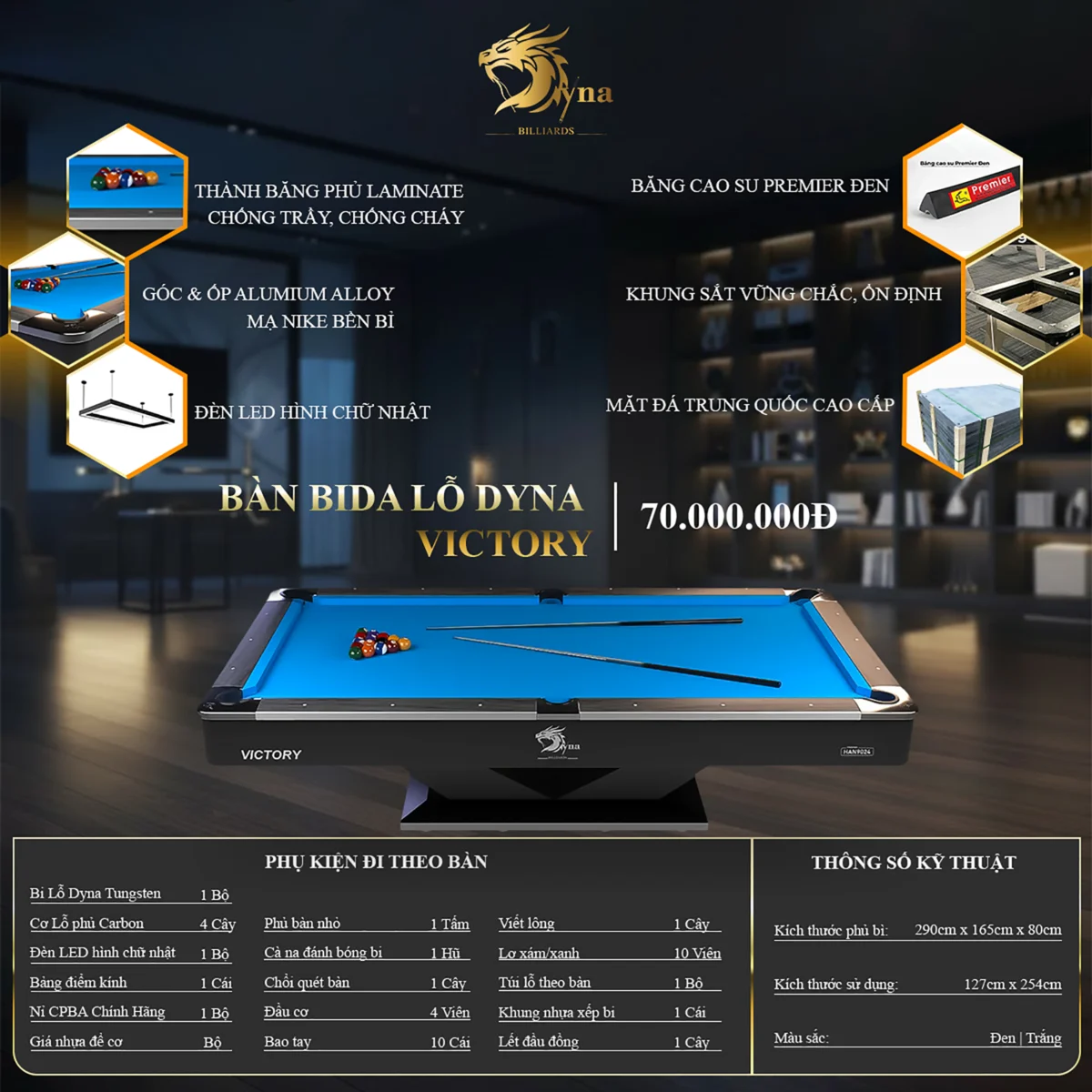 Bàn Bida Lỗ Dyna Victory
