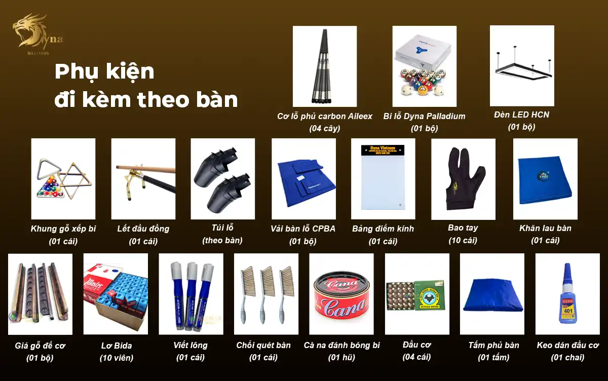 Phụ kiện bàn bida lỗ Dyna