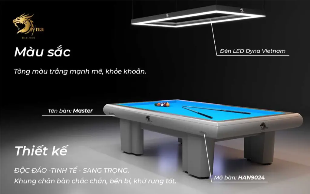 MÀU SẮC VÀ THIẾT KẾ CỦA BÀN BIDA 3C DYNA MASTER