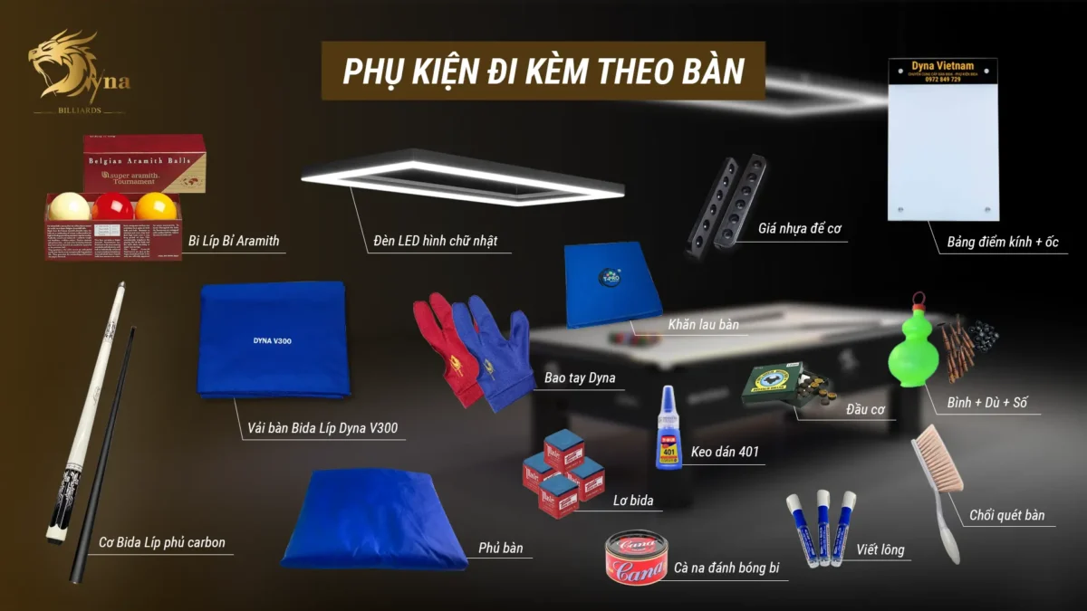 Bộ quà tặng siêu hấp dẫn đi kèm khi mua bàn bida DYMA MAVERICK | Dyna Vietnam