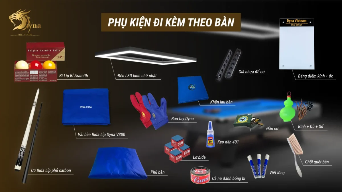 Bộ quà tặng đi kèm khi mua bàn bida Libre DYNA PREMIUM chính hãng | Dyna Vietnam