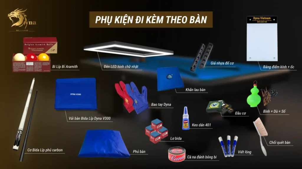 Bộ quà tặng đi kèm khi mua bàn bida Libre DYNA SPHERE chính hãng