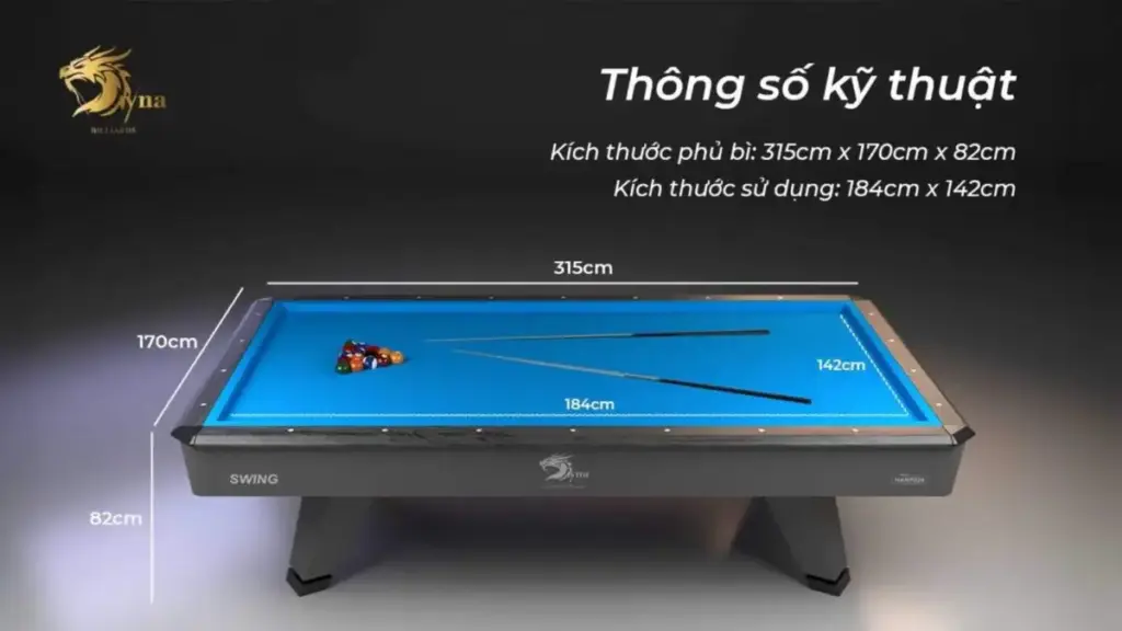 Thông số kỹ thuật bàn bida 3C Dyna Swing