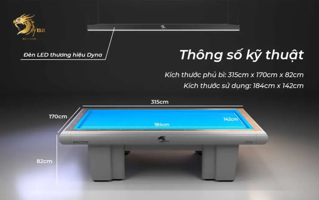 Thông số kỹ thuật của bàn bida 3C Dyna Master