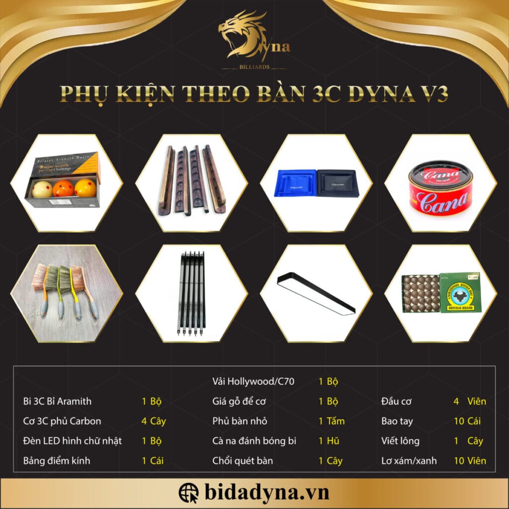 PHỤ KIỆN bàn bida 3C DYNA ELITE V3